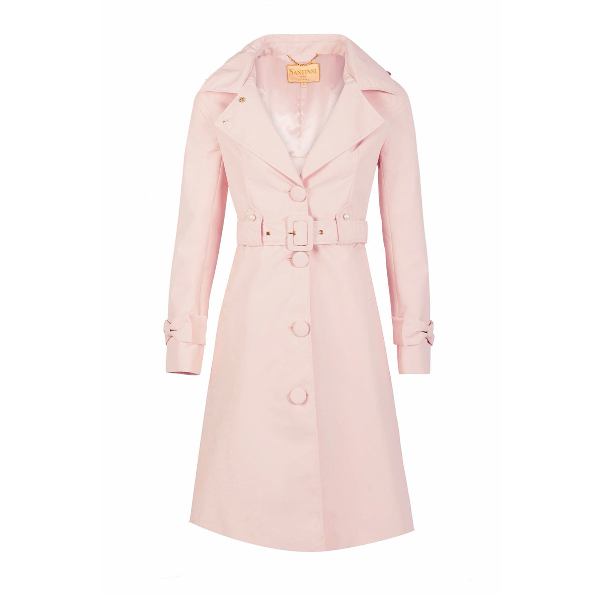 Ingrid' Raincoat with Detachable Hood and Bows in Rosa – Santinni