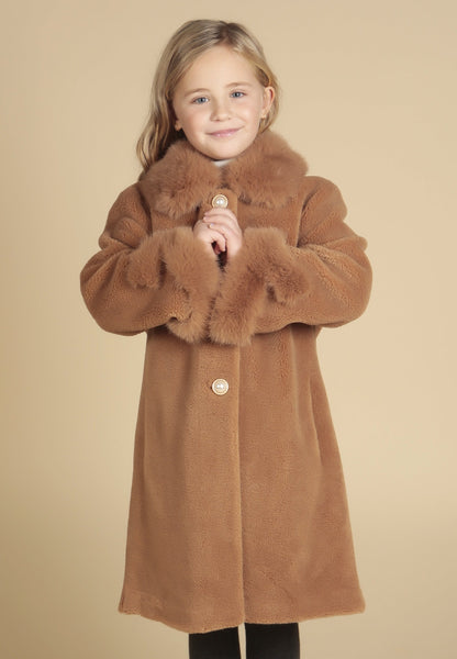 'Mini' 'Monroe' Wool Coat in Marrone
