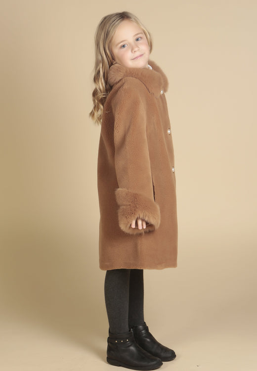 'Mini' 'Monroe' Wool Coat in Marrone