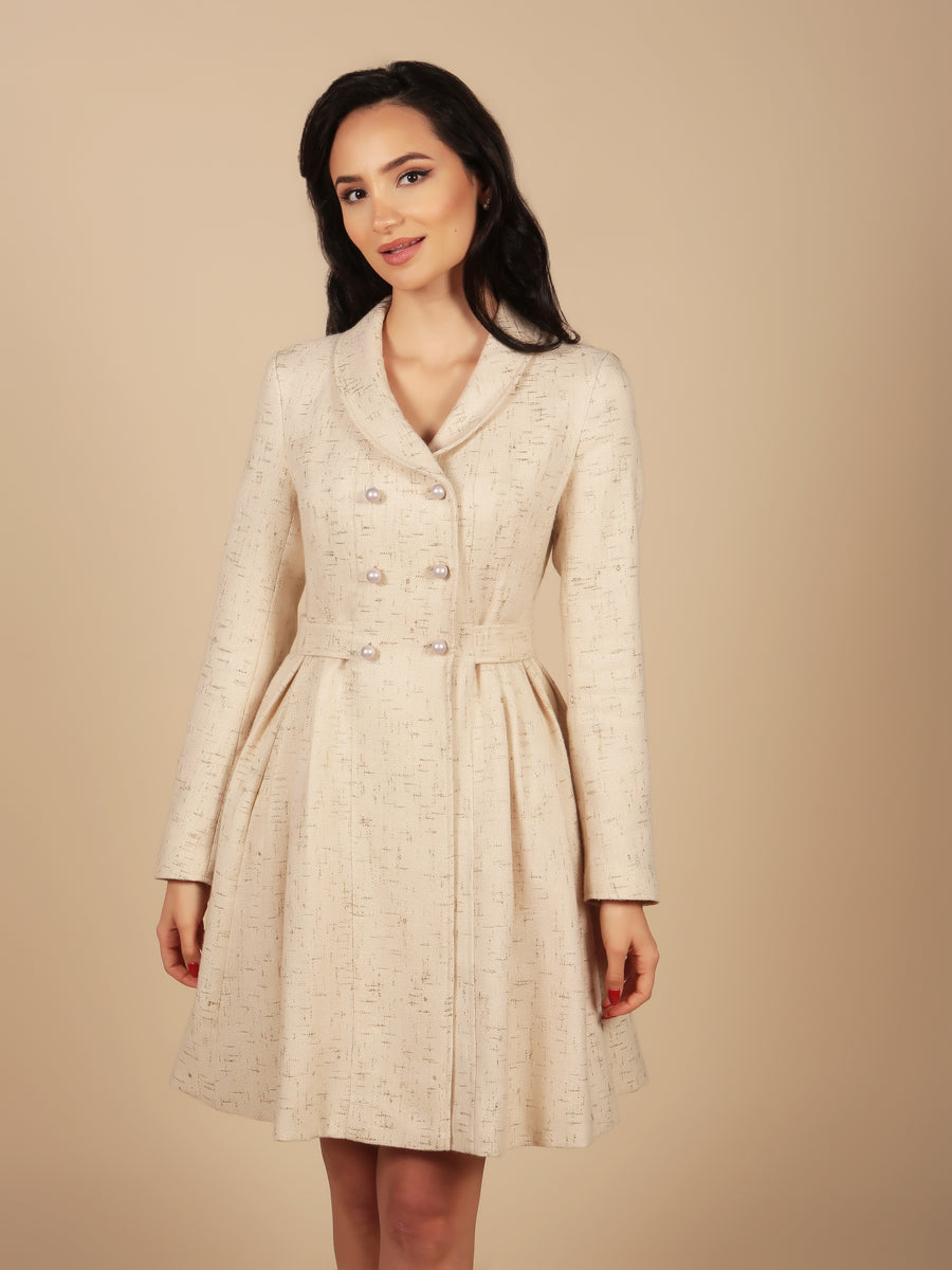 Casablanca' Wool Tweed Dress Coat in Nero – Santinni