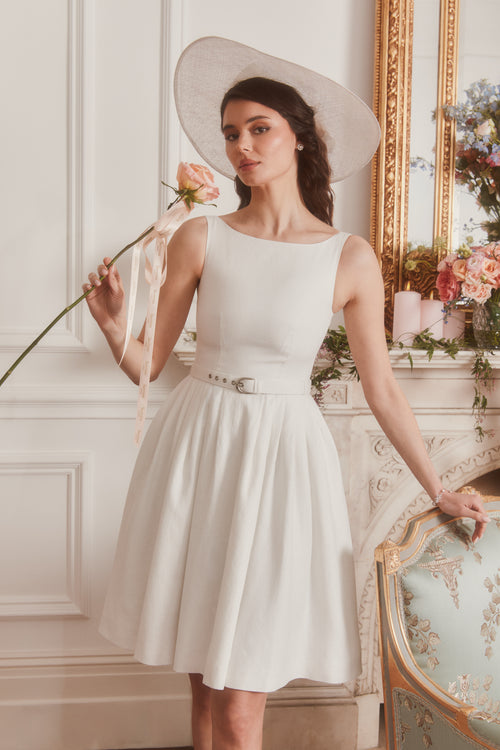 ‘Magnolia’ Belted Midi Sparkling Linen Dress