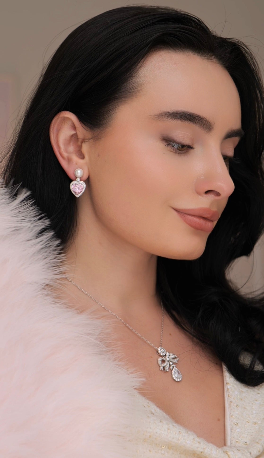 Orecchini a clip vintage in cristallo marquise con strass rosa Orecchini a clip vintage in cristallo marquise con strass rosa