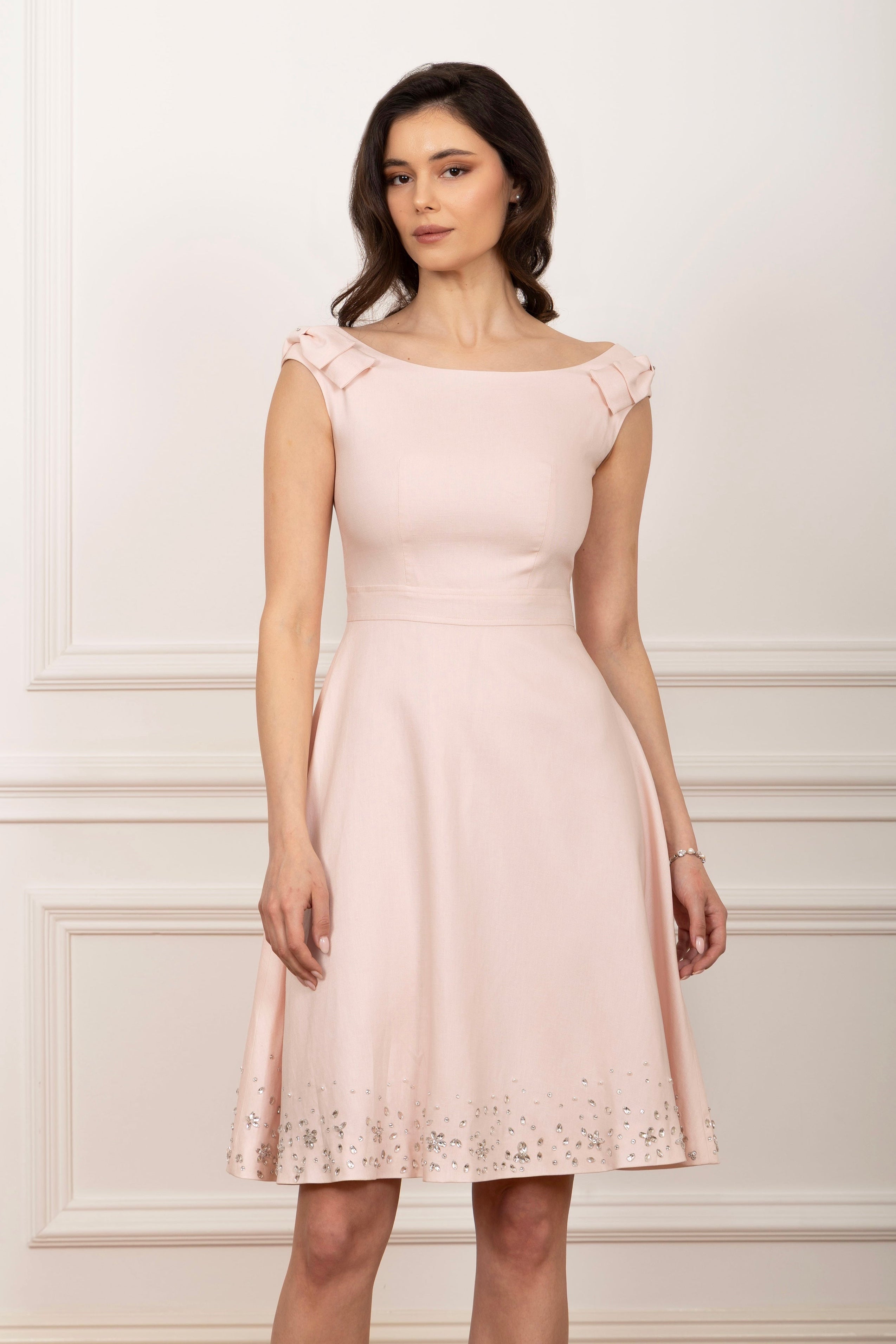 ‘Rose’ Midi Linen Dress with Boat Neckline in Rosa | Spring / Summer Dress ‘Rose’ Midi Linen Dress with Boat Neckline in Rosa | Spring / Summer Dress