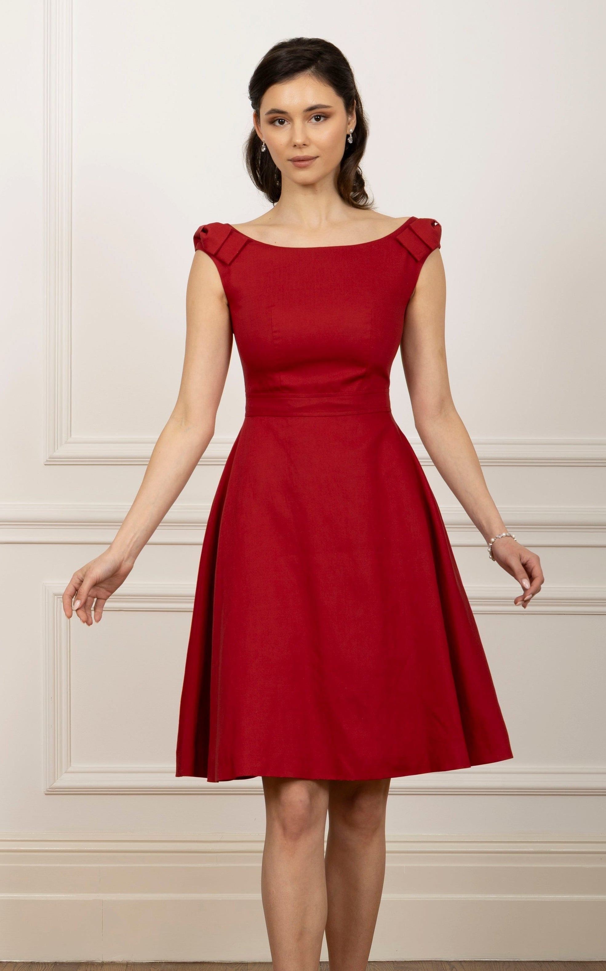 red boat neck dress Yindi Backless Boat Neck Maxi Dress Red