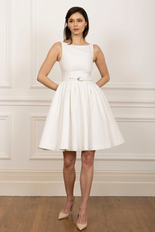 ‘Magnolia’ Belted Midi Sparkling Linen Dress