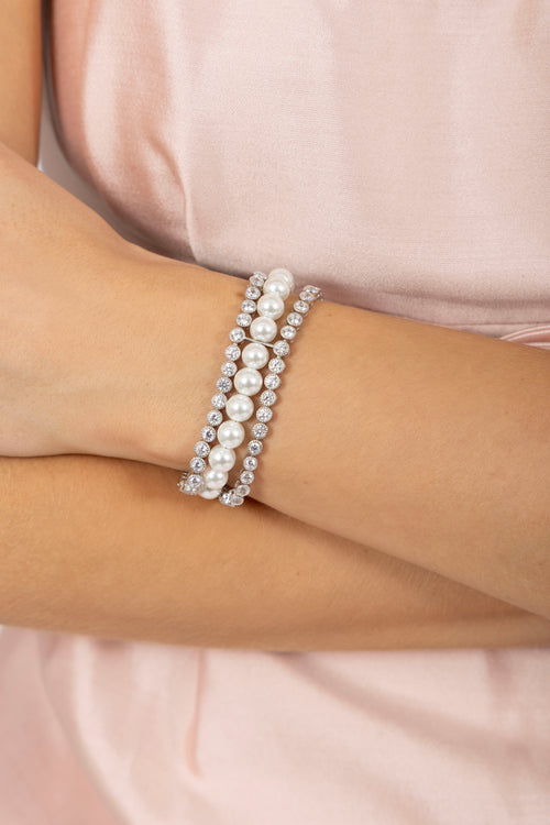 ‘Felicity’ Silver Pearl and Crystal Bracelet