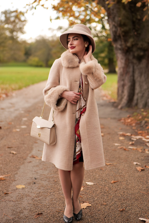 'Monroe' Wool and Faux Fur Teddy Coat in Cammello