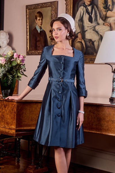 ‘Spencer’ Silk and Wool Dress in Marino