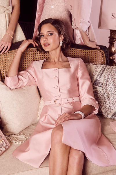 ‘Spencer’ Silk and Wool Dress in Rosa