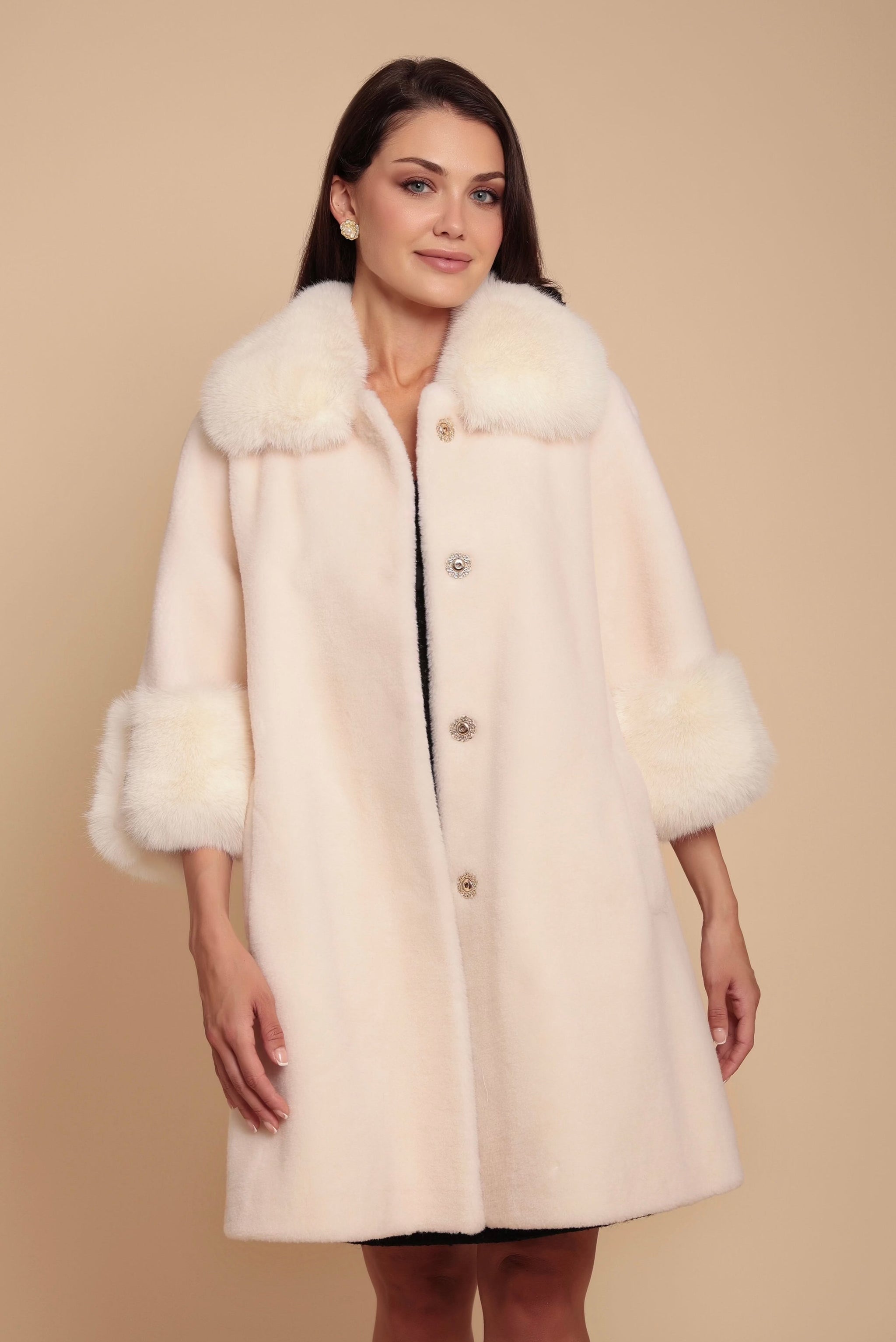 Marilyn' Wool Swing Coat in Bianco – Santinni