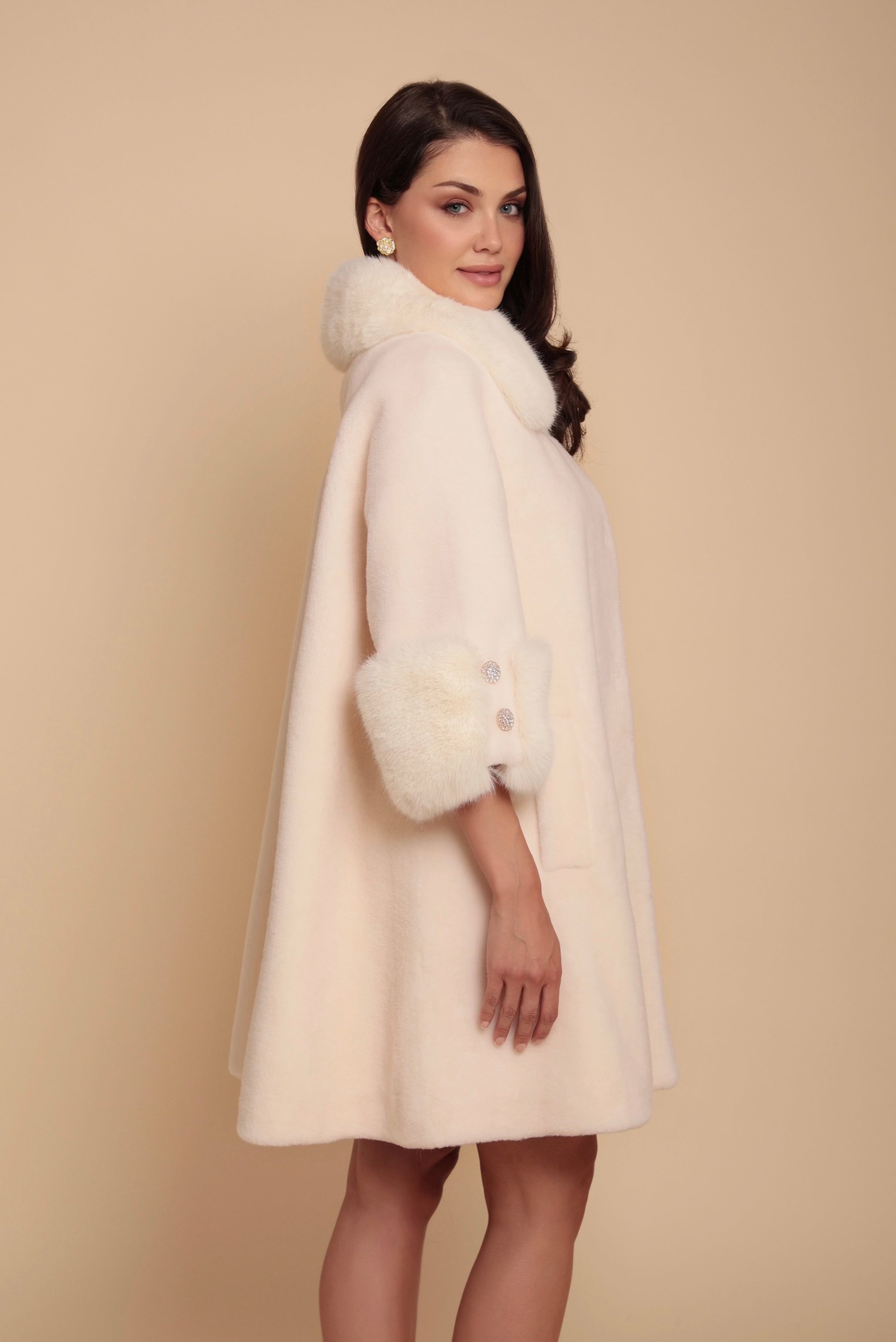 Marilyn' Wool Swing Coat in Bianco – Santinni