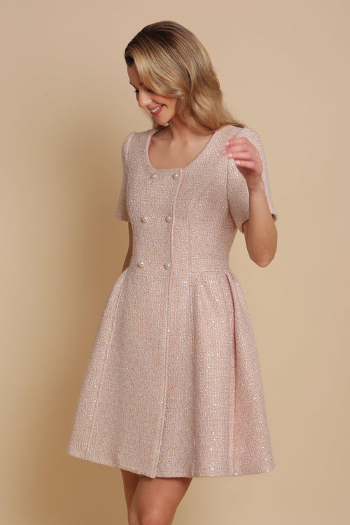 SS 'Golden Age' Wool Tweed Dress Coat in Rosa