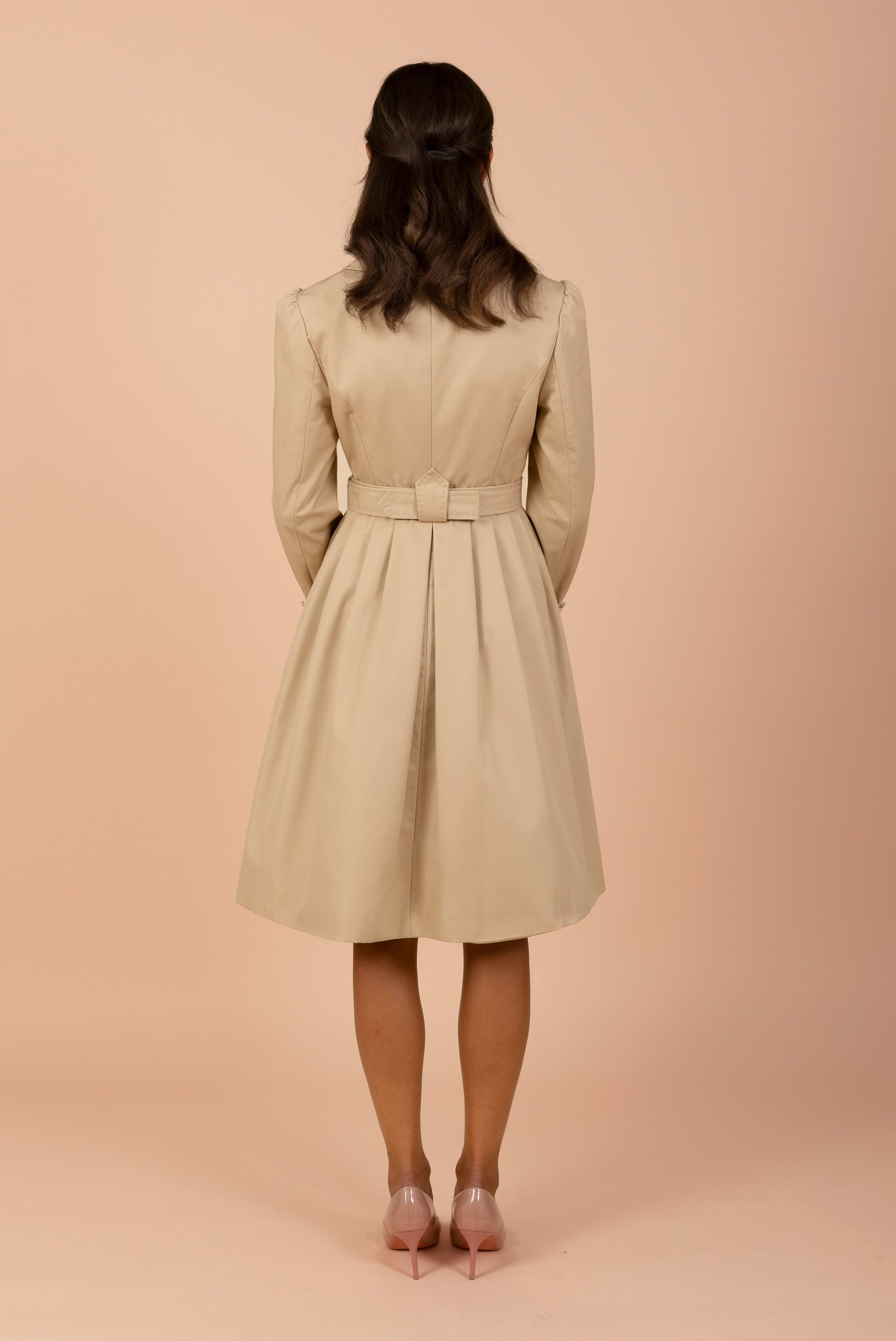Bergman Cotton Gaberdine Dress Trench Coat in Cammello Santinni