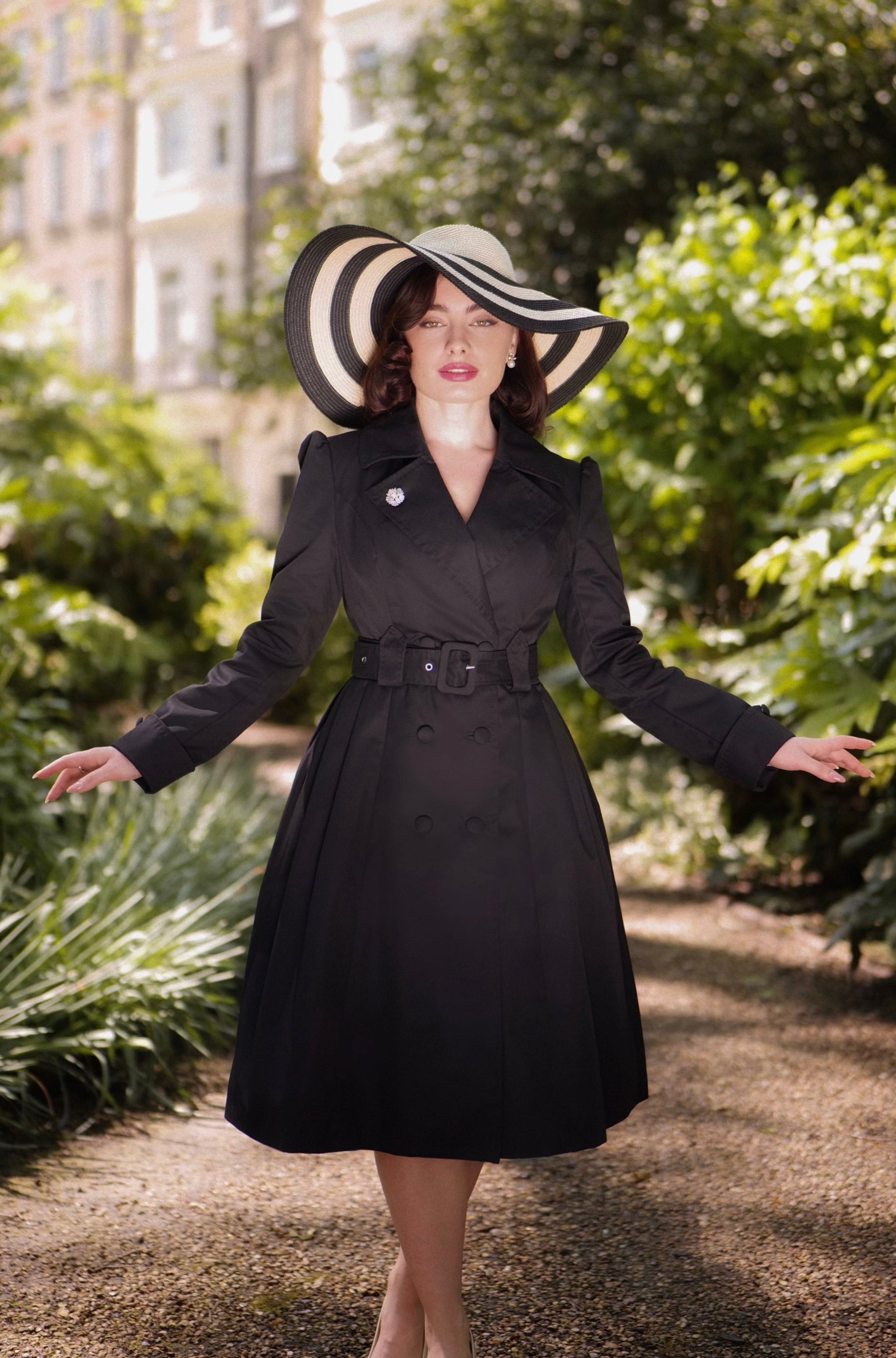 blue dress for baby girl Black Dress Ladies Trench Coat | Double Breasted | Bergman Limited Edition