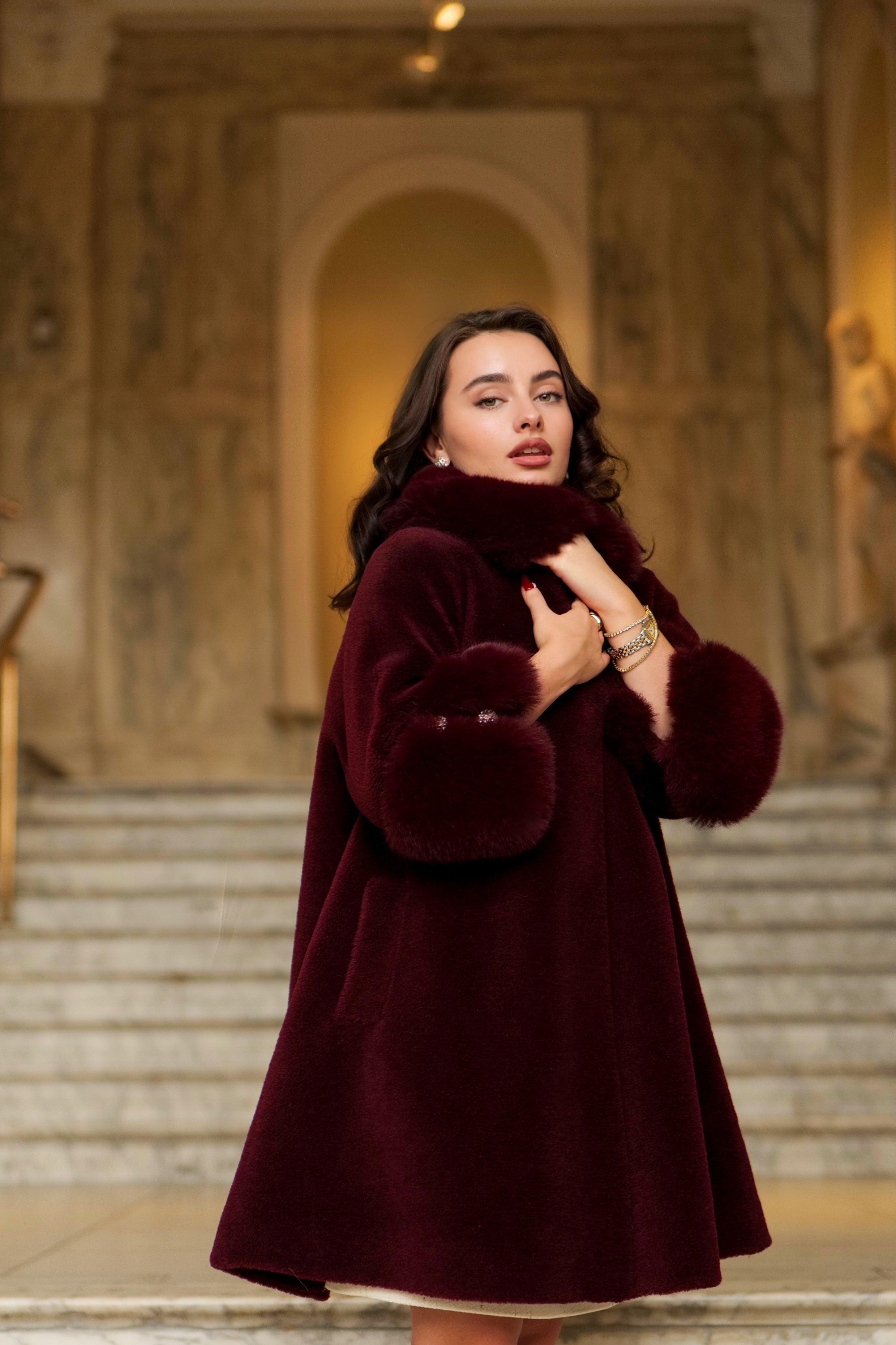 Fur swing coat discount