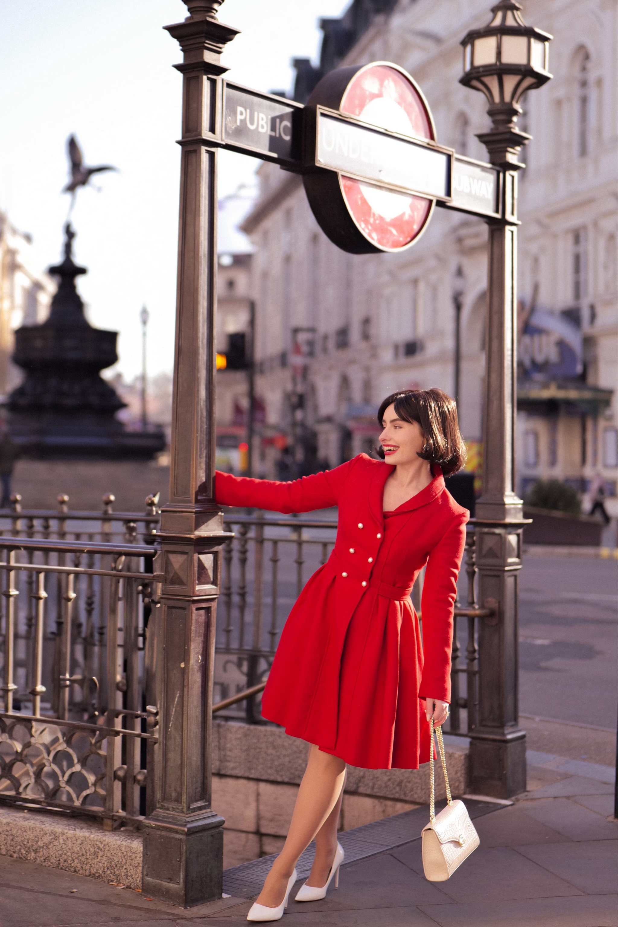 Kennedy' Wool Dress Coat in Rosso – Santinni