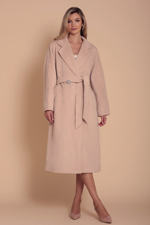 'Paparazzi' Alpaca Wool Belted Coat in Polverosa Rosa