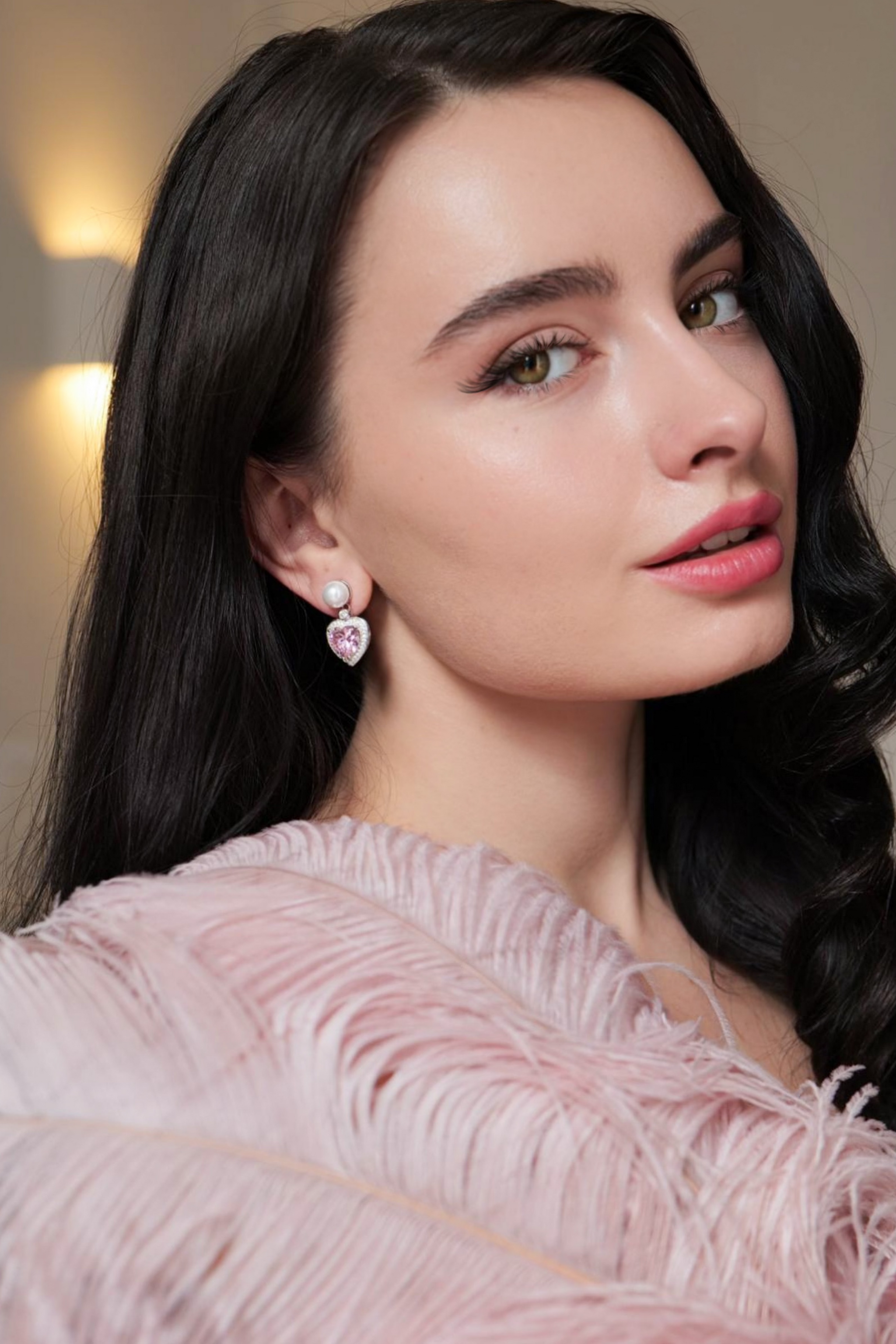 Marie' Pearl and Crystal Heart Silver Earrings – Santinni