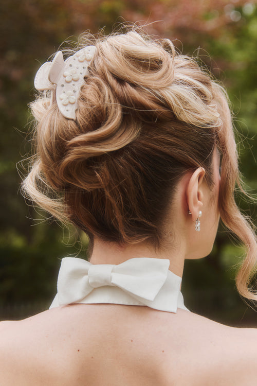'Sugar Plum' Flower and Crystal Hair Claw Clip