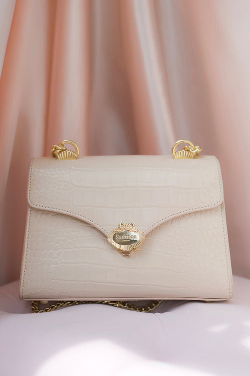 🎁 Limited Edition 'Venus' Saffiano Leather Handbag in Cream Croc (100% off)