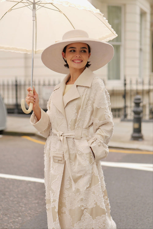 'Charmed' Satin Jacquard Trench Coat