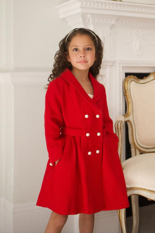 'Mini' 'Kennedy' Wool Coat in Rosso