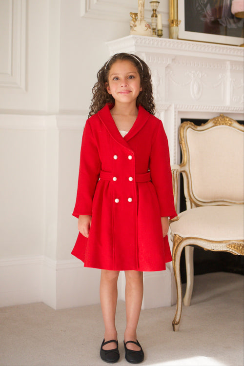 'Mini' 'Kennedy' Wool Coat in Rosso