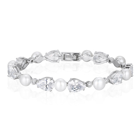 'Tesoro' Freshwater Pearl and Zircon Crystal Silver Bracelet