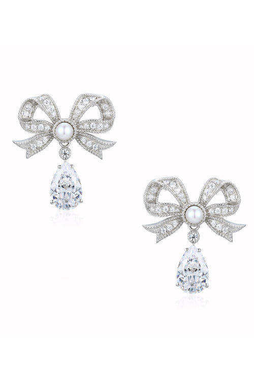 🎁 'Grand Duchess' Bow and Drop Silver Earrings (100% off)