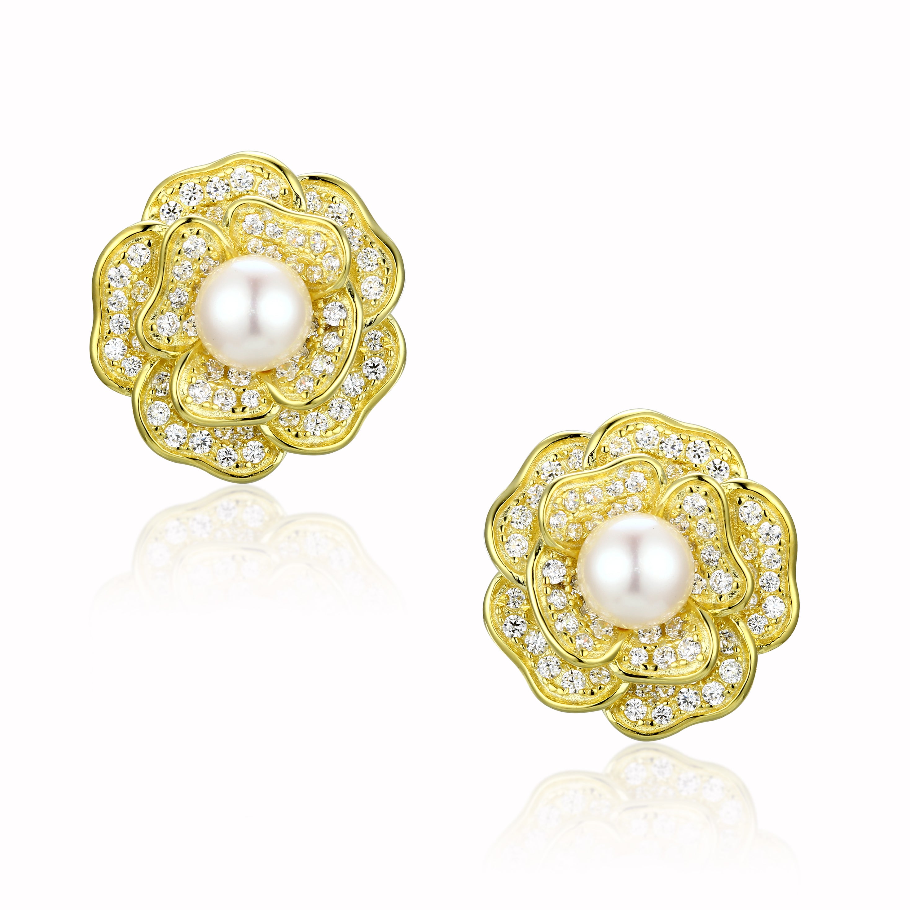 Chanel Gold/Pearly White Earrings Gold in Gold - US