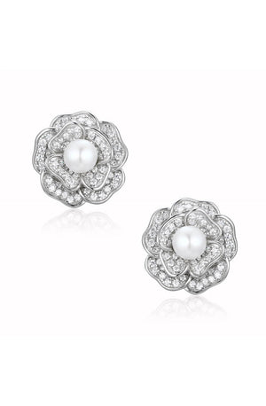 Open image in slideshow, 🎁 &#39;Tsarina&#39; Flower and Freshwater Pearl Silver Earrings (100% off)
