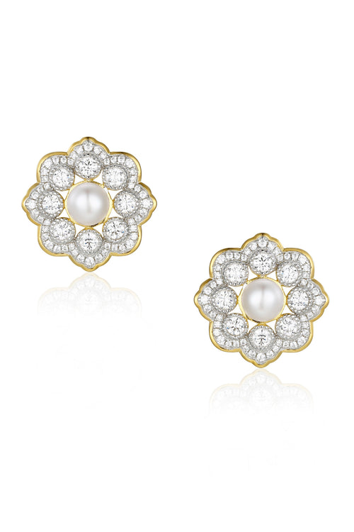 🎁 'Dame' Silver and Gold Earrings with Freshwater Pearl (100% off)