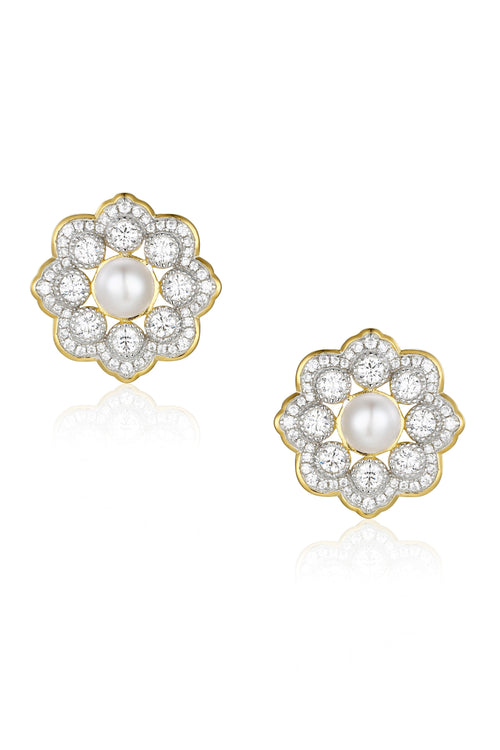 🎁 'Dame' Silver and Gold Earrings with Freshwater Pearl (100% off)