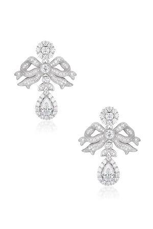 Open image in slideshow, 🎁 &#39;Elizabeth&#39; Bow and Drop Silver Earrings (100% off)
