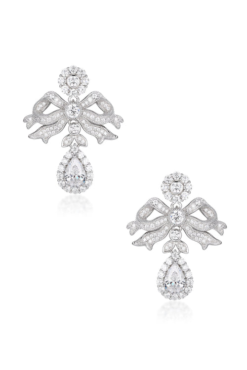 🎁 'Elizabeth' Bow and Drop Silver Earrings (100% off)