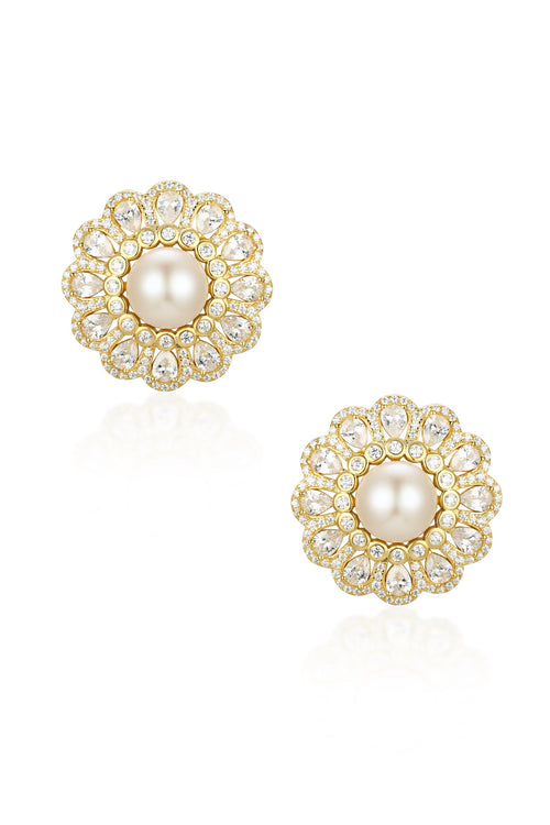 🎁 ‘Buckingham’ Freshwater Pearl Gold Statement Earrings (100% off)