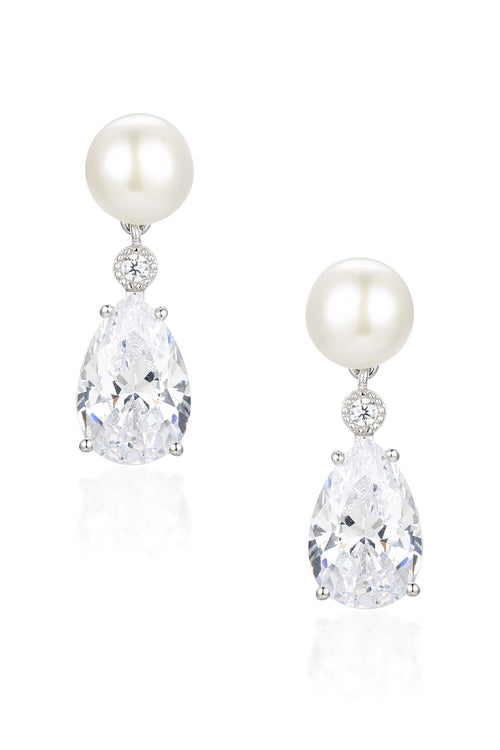 🎁 ‘Highgrove’ Freshwater Pearl and Crystal Drop Silver Earrings (100% off)