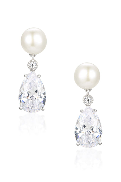 🎁 ‘Highgrove’ Freshwater Pearl and Crystal Drop Silver Earrings (100% off)