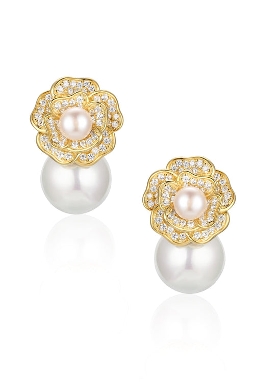 🎁 'Tsarina' Pearl Drop Gold Plated Earrings (100% off)