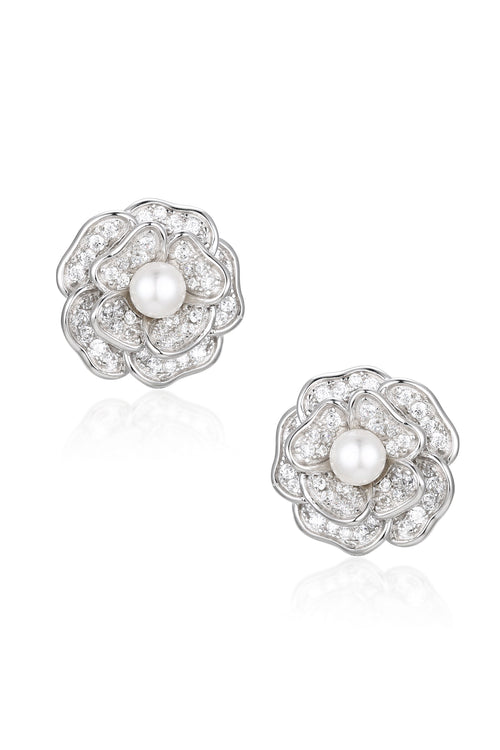 🎁 Mini 'Tsarina' Flower and Freshwater Pearl Silver Earrings (100% off)