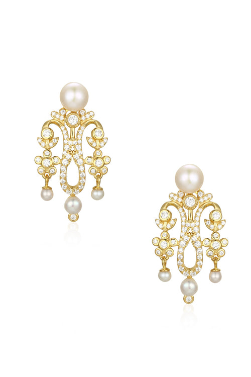 🎁 'Standing Ovation' Pearl Chandelier Gold-Plated Earrings (100% off)