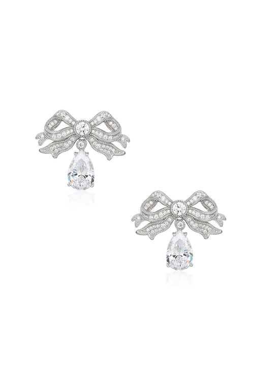 ‘Felicity’ Bow and Drop Silver Earrings