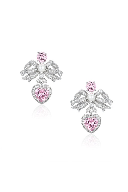 ‘Severina’ Pink Heart and Pearl Earrings