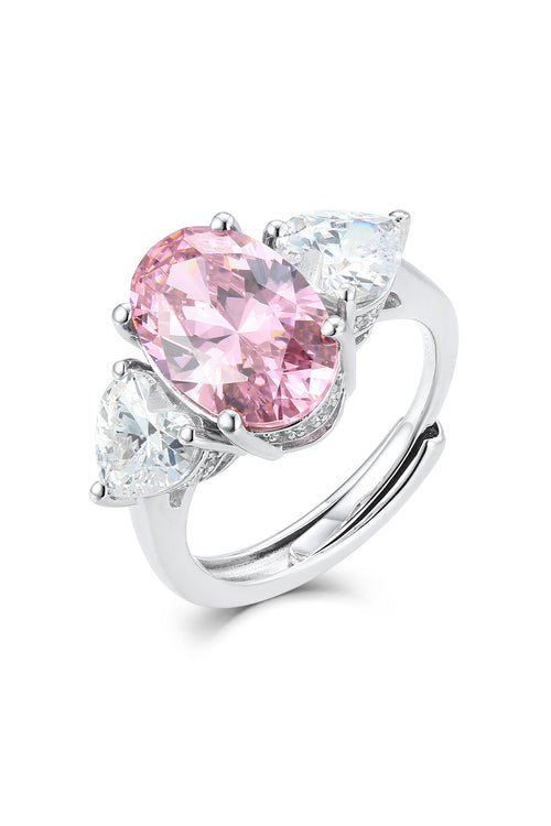 ‘Severina’ Oval-Cut Pink Crystal Silver Ring