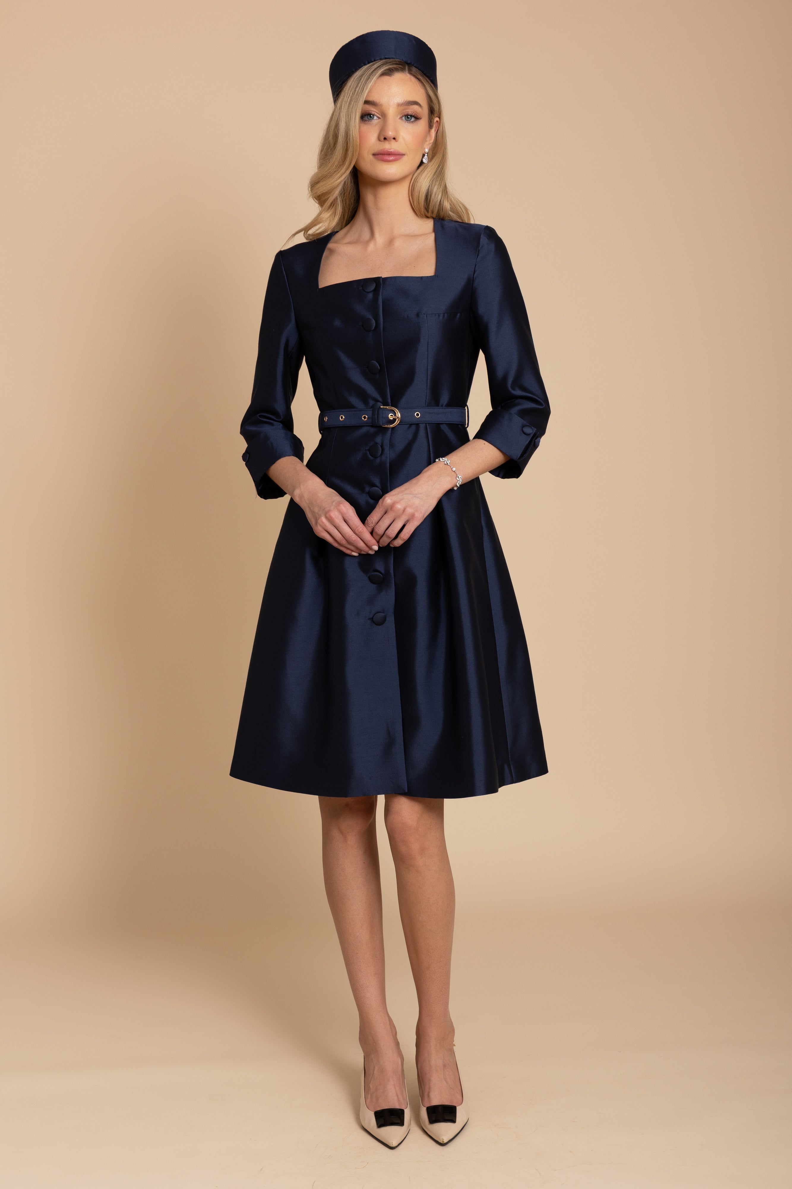 silk wool dress MASON by MASON'S DAUGHTER | Margot Dress, Champagne Green Silk Wool XS | MADE-TO-ORDER / EXPEDITED