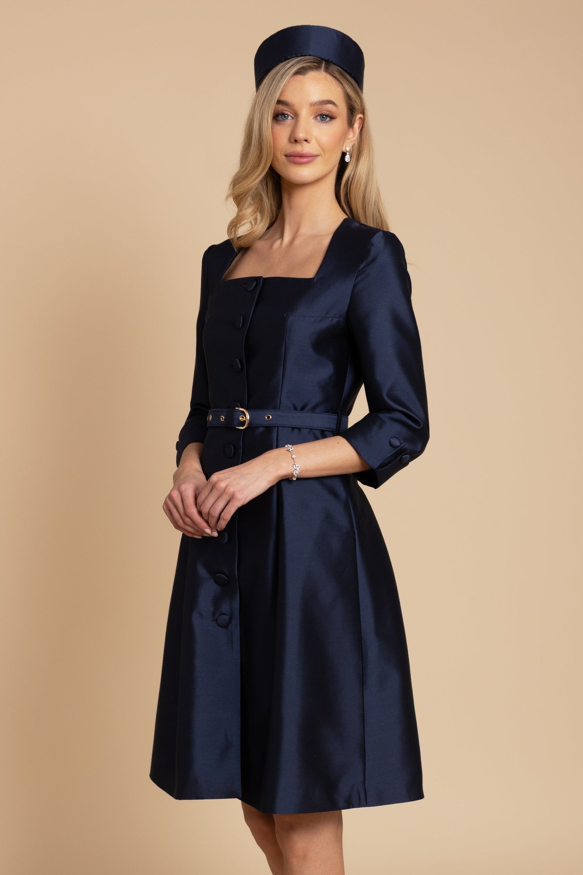 navy blue wool dress Women Wool Dress, Navy Blue Dress, Shirt Dress, Flare Dress, Pocket Dress, 1950's Dress, Vintage Style Dress, Midi Dress, Church Dress