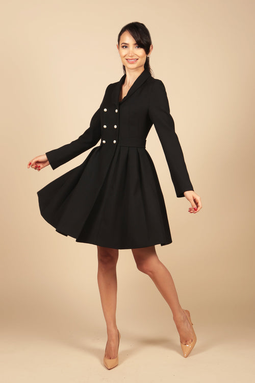 SS 'Kennedy' Wool Dress Coat in Nero