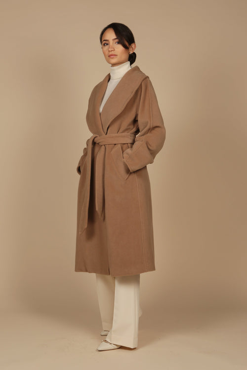 SS 'Hepburn' Italian Virgin Wool and Cashmere Coat  in Marrone