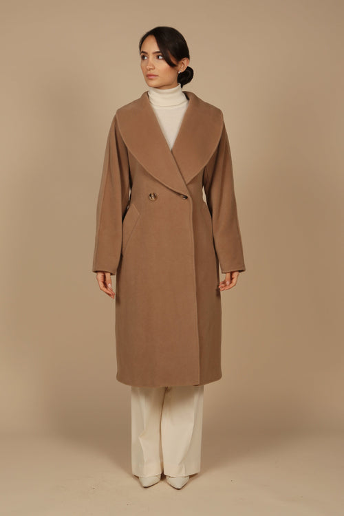 SS 'Hepburn' Italian Virgin Wool and Cashmere Coat  in Marrone