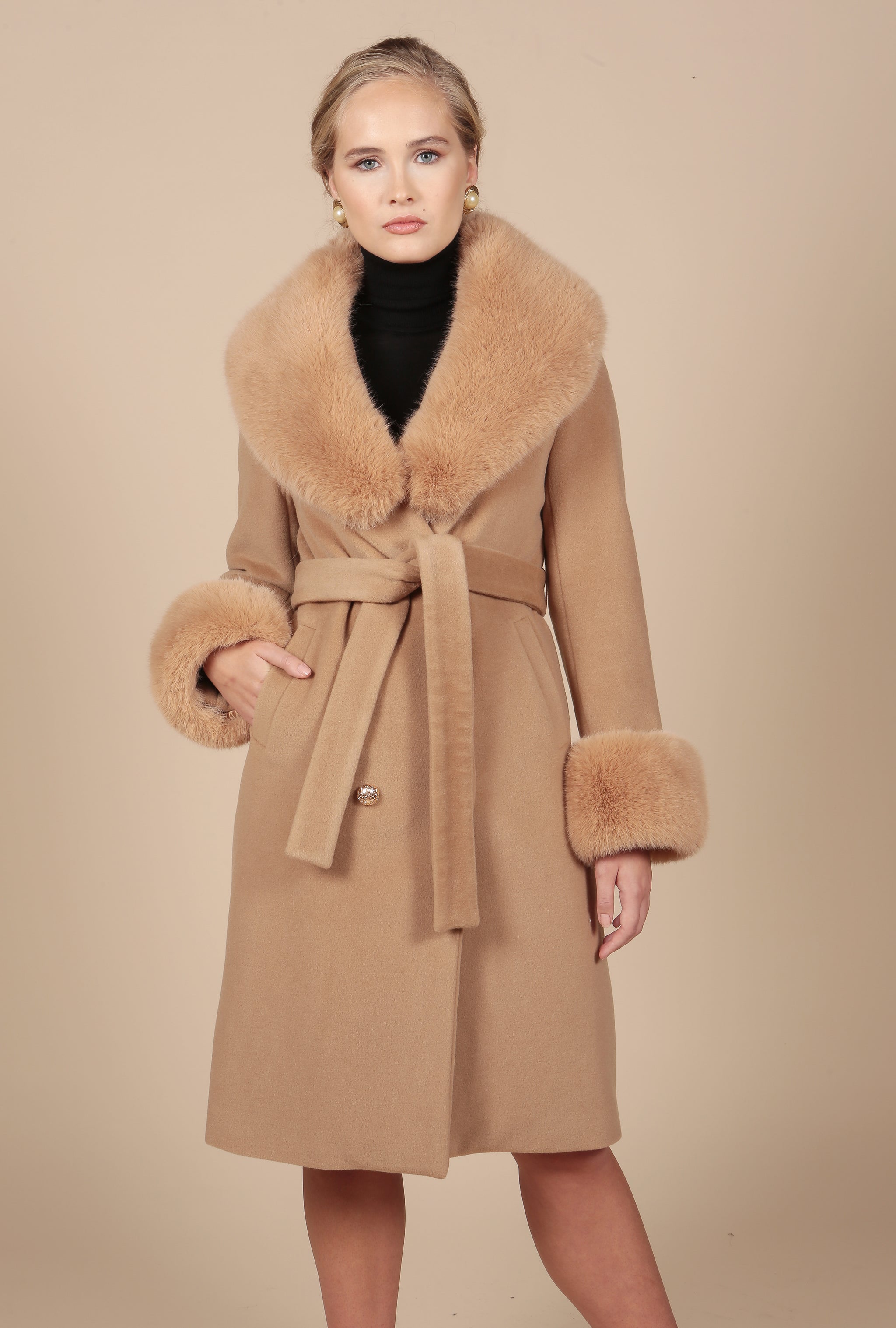 Marlene' Cashmere and Wool Coat in Marrone – Santinni